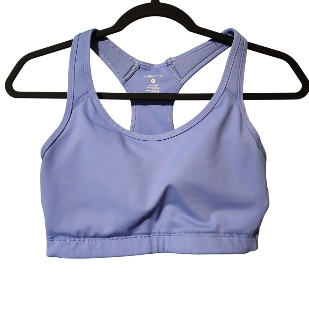 Layer 8 Womens Sports Bra Racerback Quick Dry Purple Size Medium